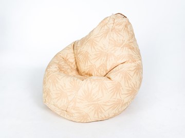Кресло-мешок Груша среднее, жаккард, бежевые листья в Сыктывкаре