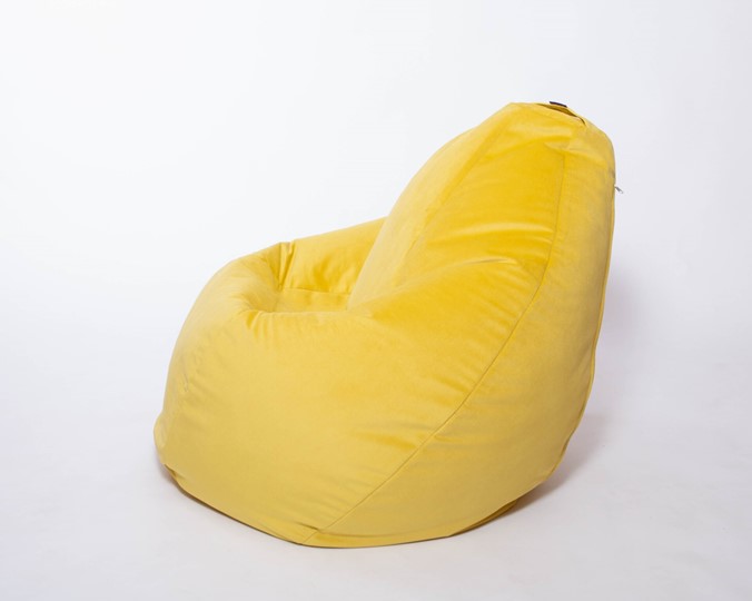 Кресло-мешок Груша малое, велюр однотон, лимонное в Сыктывкаре - изображение 1
