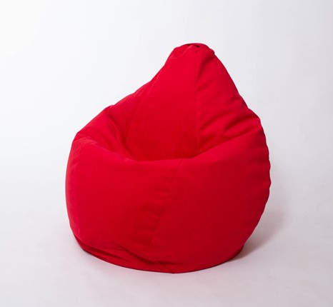 Кресло-мешок Груша большое, велюр однотон, красное в Сыктывкаре - изображение