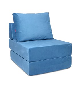 Бескаркасное кресло-кровать Окта, велюр синий в Сыктывкаре