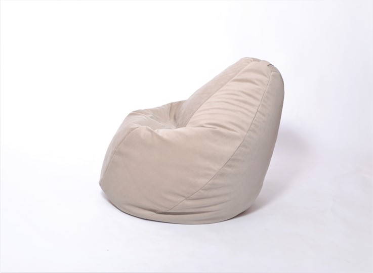 Кресло-мешок Груша среднее, велюр однотон, бежевое в Сыктывкаре - изображение 2