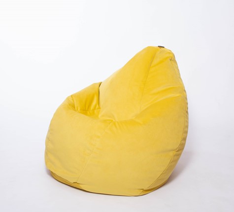 Кресло-мешок Груша малое, велюр однотон, лимонное в Сыктывкаре - изображение