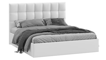 Кровать двуспальная с подъемным механизмом Эмбер (Экокожа белая) в Сыктывкаре