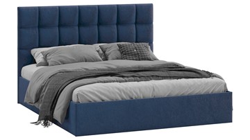 Кровать двуспальная с подъемным механизмом Эмбер (Микровелюр Wellmart Blue) в Сыктывкаре