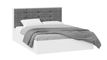 Двуспальная кровать с подъемным механизмом Тесса (Белый Жемчуг/Рогожка серая) в Сыктывкаре