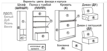 Кровать-трансформер Smart (ШЛ+К 1400), шкаф левый в Сыктывкаре - предосмотр 2