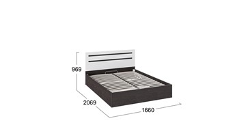 2-спальная кровать с подъемным механизмом Фьюжн ТД-260.01.04 (Белый глянец, Венге Линум) в Сыктывкаре - предосмотр 2