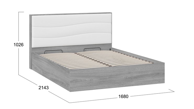 Кровать с механизмом 2-спальная Миранда тип 1 (Дуб Гамильтон/Белый глянец) в Сыктывкаре - изображение 1