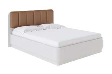 Кровать с механизмом двуспальная Wood Home 2 160х200, Экокожа (Белая эмаль (сосна) с брашированием/Бронзовый перламутр (5069)) в Сыктывкаре