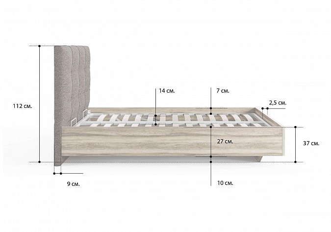 Кровать с подъемным механизмом Victoria (ясень анкор) 140х200 в Сыктывкаре - изображение 1