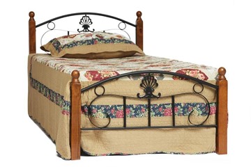 Кровать РУМБА (AT-203)/ RUMBA  дерево гевея/металл, 90*200 см (Single bed), красный дуб/черный в Сыктывкаре