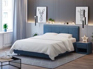 Спальная кровать Lino 140х200, Велюр (Monopoly Прованский синий (792)) в Сыктывкаре - предосмотр