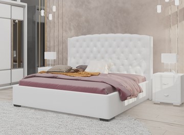 Двуспальная кровать Dario Slim 140x200, Экокожа (Белый) в Сыктывкаре