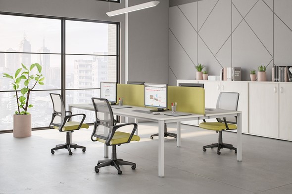 Набор мебели в офис Комфорт КФ (белый премиум) на белом металокаркасе в Сыктывкаре - изображение
