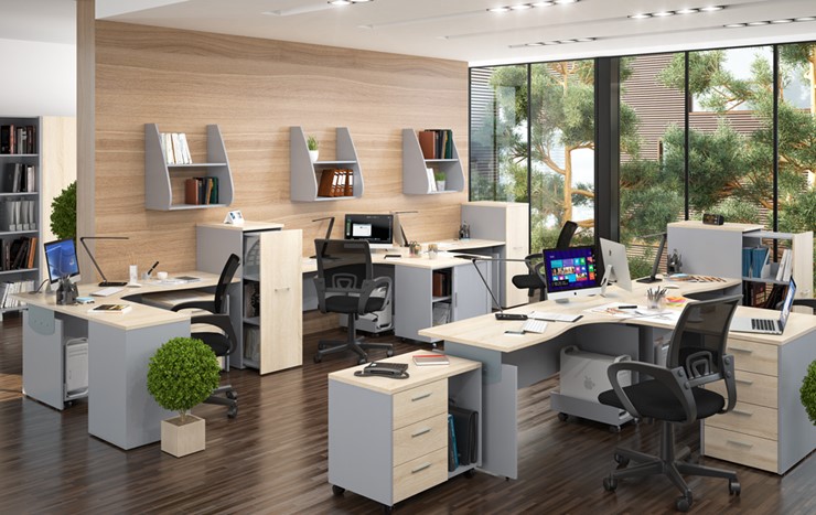 Набор мебели в офис OFFIX-NEW для 4 сотрудников с двумя шкафами в Сыктывкаре - изображение 1