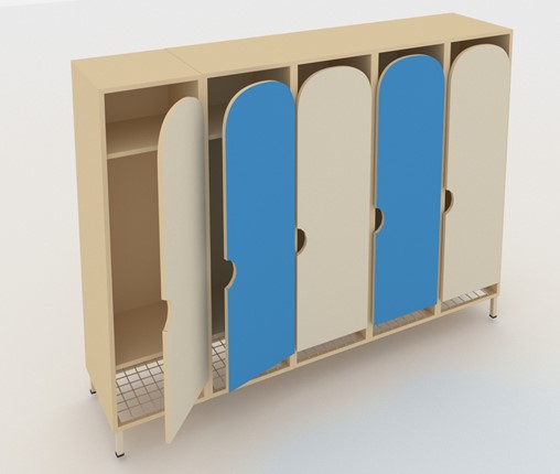 Распашной детский шкаф ШГС5 Беж + Синий в Сыктывкаре - изображение