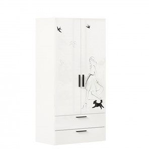 Шкаф 2-створчатый комбинированный Джоли ЛД 535.040, Серый шелк в Сыктывкаре