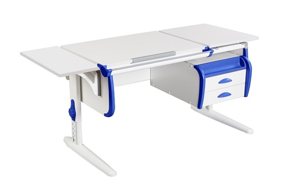 Растущий стол 1/75-40 (СУТ.25) + Polka_b 1/550 + Tumba 3 белый/белый/Синий в Сыктывкаре - изображение