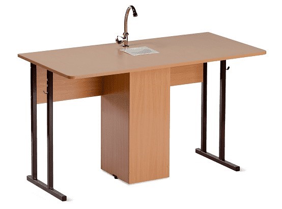 Детский стол 2-местный для кабинета химии Стандарт 6, Пластик Бук/Коричневый в Сыктывкаре - изображение