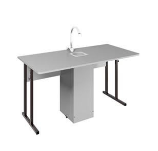 Детский стол 2-местный для кабинета химии Стандарт 7, Пластик Серый/Коричневый в Сыктывкаре