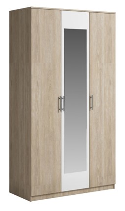 Шкаф 3 двери Светлана, с зеркалом, белый/дуб сонома в Сыктывкаре - изображение