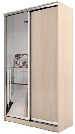 Шкаф 2-х дверный 2200х1200х420 с одним зеркалом ХИТ 22-4-12/2-15 Дуб Млечный в Сыктывкаре - изображение