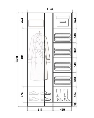 Шкаф-купе угловой с двумя зеркалами, 2400х1103, ХИТ У-24-4-55, венге аруба в Сыктывкаре - изображение 2