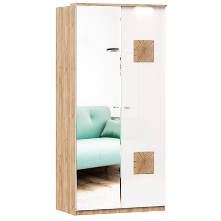 Шкаф двухстворчатый с 1 зеркалом и декор. накладками Фиджи 659.241, белый в Сыктывкаре - изображение
