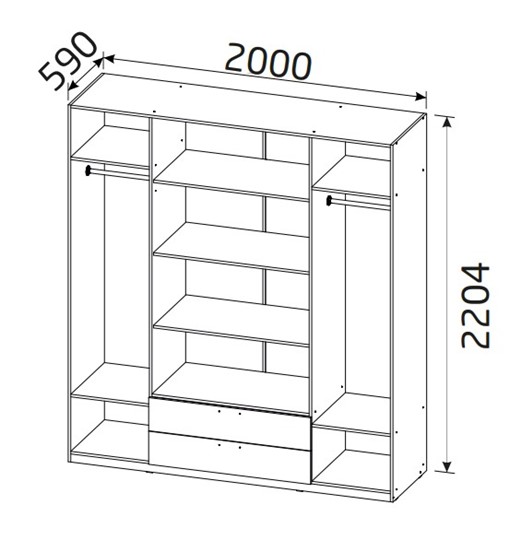 Шкаф распашной 4-х дверный Вега с 2 ящиками в Сыктывкаре - изображение 1