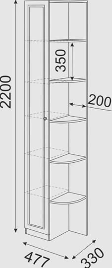 Угловой шкаф-стеллаж Беатрис М13 левый (Орех Гепланкт) в Сыктывкаре - изображение 3