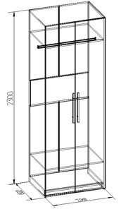 Шкаф двухдверный Bauhaus 8+ Фасад стандарт, Бодега Светлый в Сыктывкаре - предосмотр 1