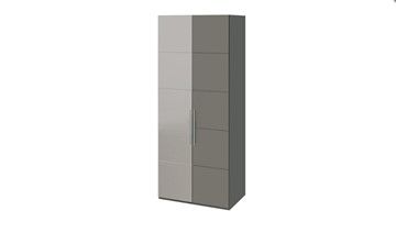 Распашной шкаф Наоми с 1 зеркальной левой дверью, цвет Фон серый, Джут СМ-208.07.04 L в Сыктывкаре