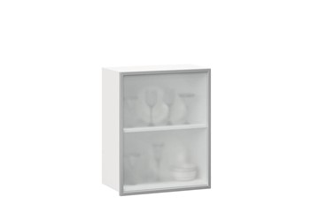 Кухонный шкаф 600, Шервуд, со стеклом правый, ЛД 281.352.000.116, белый/серый в Сыктывкаре
