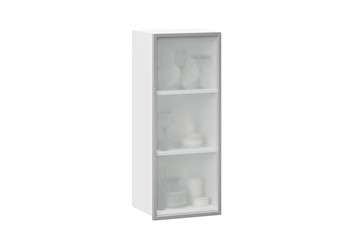 Кухонный шкаф высокий 400 Шервуд, со стеклом левый ЛД 281.421.000.121, белый/серый в Сыктывкаре