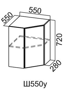Навесной шкаф угловой, Модус, Ш550у/720, цемент светлый в Сыктывкаре