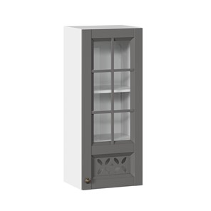 Шкаф настенный Амели-3 400 высокий со стеклом ЛД 299.420.000.040, Белый/Оникс серый в Сыктывкаре