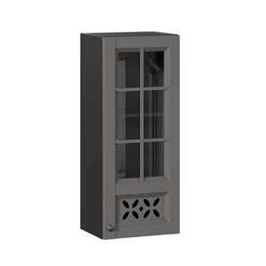 Кухонный навесной шкаф Амели-3 400 высокий со стеклом ЛД 299.420.000.042, Черный/Оникс серый в Сыктывкаре
