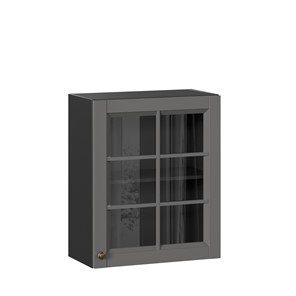 Кухонный навесной шкаф Амели-3 600 со стеклом ЛД 299.350.000.032, Черный/Оникс серый в Сыктывкаре