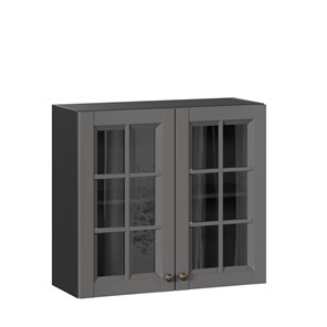 Кухонный навесной шкаф Амели-3 800 со стеклом ЛД 299.360.000.036, Черный/Оникс серый в Сыктывкаре
