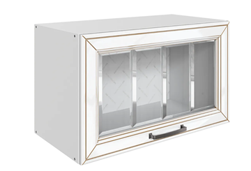 Шкаф кухонный Атланта L600 Н360 (1 дв. рам.) эмаль (белый/белый глянец патина золото) в Сыктывкаре