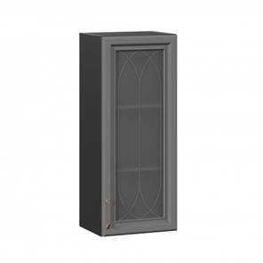Настенный шкаф Джелатто 400 высокий со стеклом ЛД 241.420.000.152, Черный/Оникс серый в Сыктывкаре