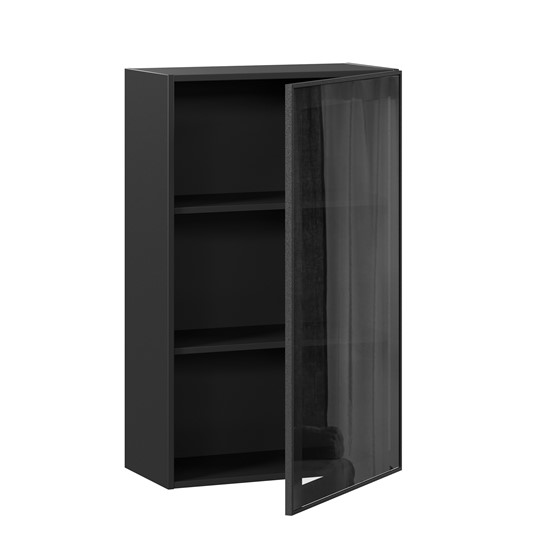 Кухонный навесной шкаф высокий со стеклом 600 Индиго ЛД 298.450.000.170, Чёрный/Чёрный в Сыктывкаре - изображение 1