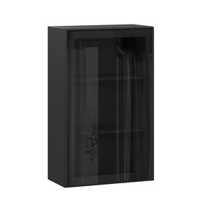 Кухонный навесной шкаф высокий со стеклом 600 Индиго ЛД 298.450.000.170, Чёрный/Чёрный в Сыктывкаре - предосмотр