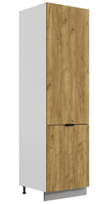 Шкаф-пенал Стоун L600 под холодильник (2 дв.гл.) (белый/акация светлая) в Сыктывкаре