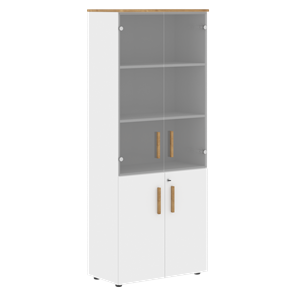 Широкий шкаф высокий FORTA Белый-Дуб Гамильтон FHC 80.2(Z) (798х404х1965) в Сыктывкаре