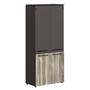 Шкаф колонка со стеклянными и глухими дверями MORRIS  Дуб Базель/Венге Магия MHC 85.2 (854х423х1956) в Сыктывкаре