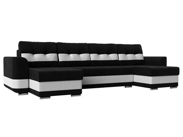 П-образный диван Честер, Черный/белый (вельвет/экокожа) в Сыктывкаре