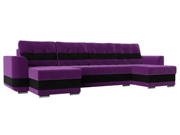 П-образный диван Честер, Фиолетовый/черный (вельвет) в Сыктывкаре