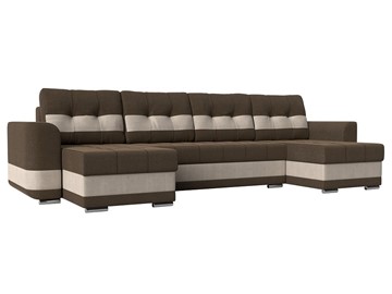 П-образный диван Честер, коричневый/бежевый (рогожка) в Сыктывкаре