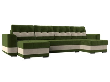 П-образный диван Честер, Зеленый/бежевый (вельвет) в Сыктывкаре